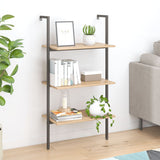 3-Tier Leaning Shelf Light Brown and Black 64x35x120.5 cm 336379