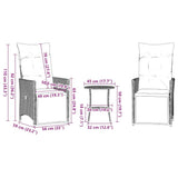 3 Piece Bistro Set with Cushions Grey Poly Rattan 365677