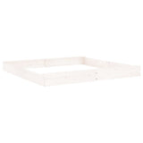 Sandbox with Seats White Square Solid Wood Pine 825045