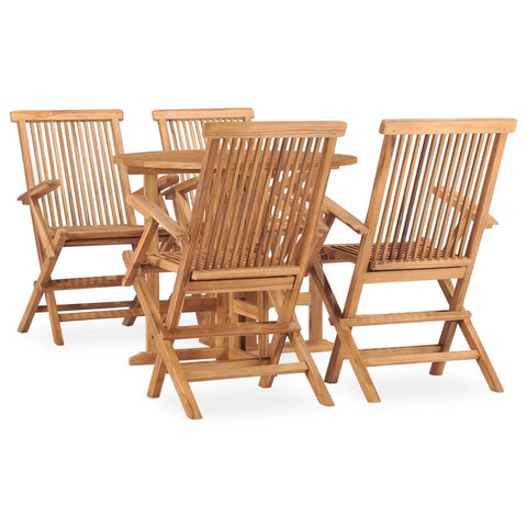 ZNTS 5 Piece Folding Outdoor Dining Set Solid Teak Wood 3059978