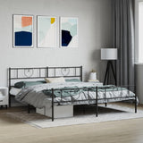 Metal Bed Frame without Mattress with Footboard Black 200x200cm 355488