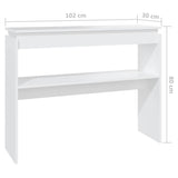 808323 Console Table White 102x30x80 cm Engineered Wood