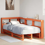 Bookcase Bed without Mattress Wax Brown 90x200cm Solid Wood Pine 3324510