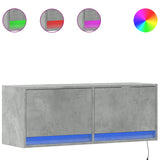 TV Wall Cabinet with LED Lights Concrete Grey 100x31x35 cm 852365