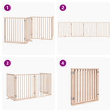 Dog Gate with Door Foldable 4 Panels 320 cm Poplar Wood 352179