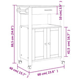 Kitchen Trolley MONZA 60x40x88.5 cm Solid Wood Pine 376099