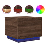 Coffee Table with LED Lights Brown Oak 50x50x40 cm 839874