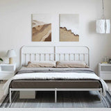 Bed Frame White Powder-Coated Steel 193 cm x 203 cm Industrial 352633