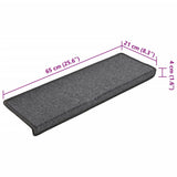 Stair Mats 15 pcs 65x21x4 cm Dark Grey Rectangular Edge 134568