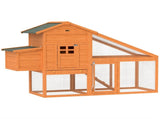Wooden Chicken Coop with Run, Nesting Box, Slide-out Tray, Ramp, Perches, Asphalt Roof, 179 x 67 x T3398P425404