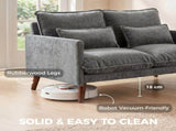 2 Seater Sofa, Loveseat Sofa with Spring Cushions, Wide and Deep Seat, Wood Legs, Grey T3398P552549