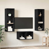 TV Cabinet Set Black Oak 37 x 37 x 107 cm Engineered Wood 3393364