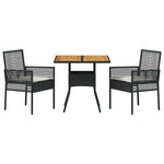 Garden Dining Set 3 pcs Black Poly rattan 3334935