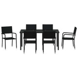 Garden Dining Set with Cushion 7 pcs Black Poly Rattan 3380040