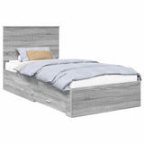 Bed Frame with Drawer Grey Sonoma 100 x 200 cm Engineered Wood 3411346