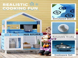 Kids Mud Kitchen Outdoor with Stoves, Sink, Faucet, Storage Shelves, Cookware Accessories for Boys T3398P551666