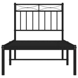 Metal Bed Frame without Mattress with Headboard Black 75x190cm 373681