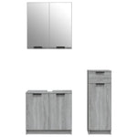ZNTS 3 Piece Bathroom Cabinet Set Grey Sonoma Engineered Wood 3115874