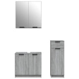 ZNTS 3 Piece Bathroom Cabinet Set Grey Sonoma Engineered Wood 3115874
