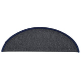 Stair Mats 15 pcs 56x17x3 cm Dark Grey and Blue Half Round 322364
