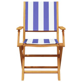 Folding Garden Chairs 6 pcs Blue and White Fabric and Solid Wood 3214590
