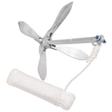 Folding Anchor with Rope Silver 10 kg Hot Dip Galvanized Cast Iron 94279