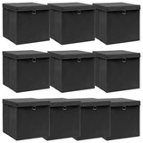 Storage Box Set of 10 Black Non-woven fabric 288334