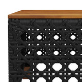 Garden Table Black 55x55x36 cm Poly Rattan Acacia Wood 365929