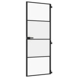 Interior Door Slim Black 76x201.5 cm Tempered Glass and Aluminium 155116