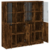 Bookcase with Doors Smoked Oak 136x37x142 cm Engineered Wood 3206528