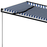 ZNTS Manual Retractable Awning 450x350 cm Blue and White 3069196