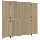 Room Divider 5 Panels Beige Poly Rattan 365367