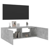TV Wall Cabinet with LED Lights Concrete Grey 100x35x31 cm 837298