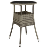 Garden Table 60x75 cm Tempered Glass and Poly Rattan Grey 310600