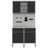 Work Cabinet Set 6 pcs Black Steel and Engineered Wood 3321418