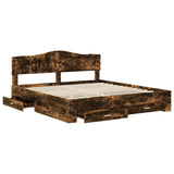 Bed Frame with Drawer Smoked Oak 180 x 200 cm Engineered Wood 3413163