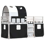 Bunk Bed without Mattress White&Black 90x190 cm Single Solid Wood Pine 3283997