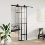 Sliding Door with Hardware Set Black 76x205 cm ESG Glass 3375905