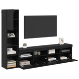 TV Wall Unit with LED 4 pcs Black Oak Engineered Wood 3402967