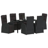 Garden Dining Set with Cushion 7 pcs Black Poly Rattan 3379531