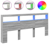 Headboard Cabinet with LED Grey Sonoma 220x17x102 cm 839229