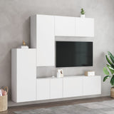5 Piece TV Wall Units White Engineered Wood 3216489