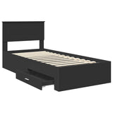 Bed Frame Black and Silver 75 x 190 cm Engineered Wood 3408327