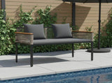 Outdoor Bench Grey and Dark Grey 117 x 54 x 74.5 cm Poly Rattan 42025239