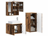 Bathroom Furniture Set 4 pcs Old Wood Engineered Wood and Glass 3407445