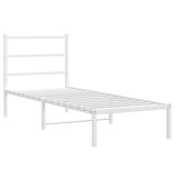 Metal Bed Frame without Mattress with Headboard White 75x190cm 355404