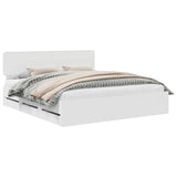 Bed Frame with Drawer White 200 x 200 cm Engineered Wood 3412150