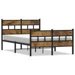 Metal Bed Frame without Mattress Smoked Oak 120x190 cm Small Double 4017068