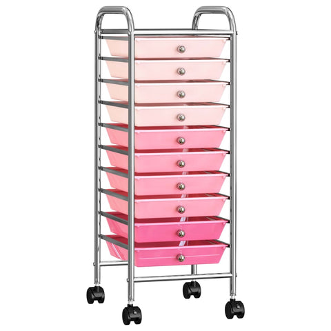 10-Drawer Mobile Storage Trolley Ombre Pink Plastic 320404