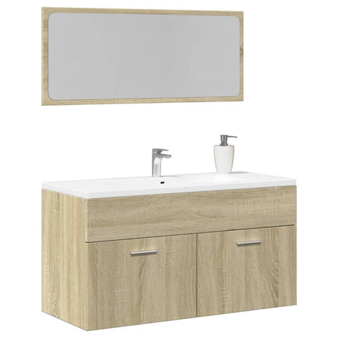 ZNTS 2 Piece Bathroom Furniture Set Sonoma Oak Engineered Wood 849647